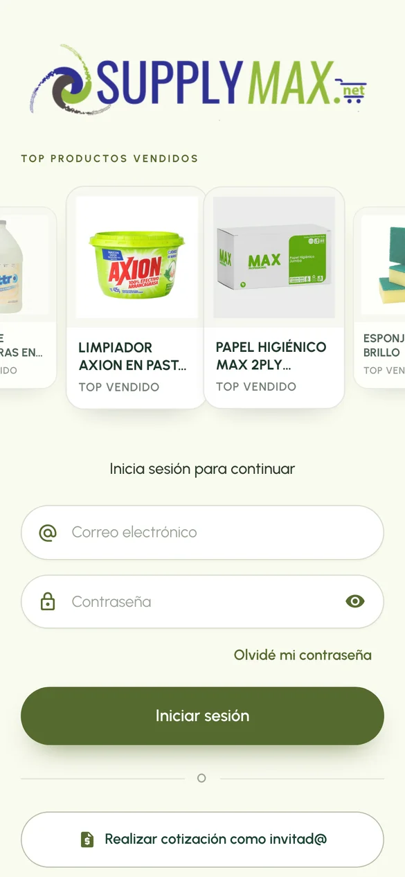 App SupplyMax B2B en un teléfono