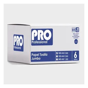 Papel toalla PRO 2PLY 6/100MTS