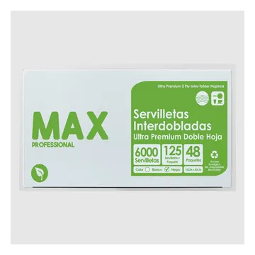 Servilletas intedobladas 2PLY negras MAX 10X20