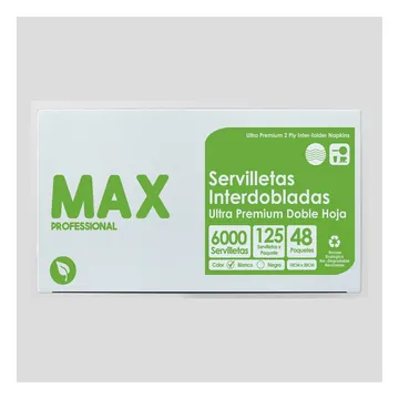 Servilletas interdobladas 2PLY blancas MAX 10X20 60